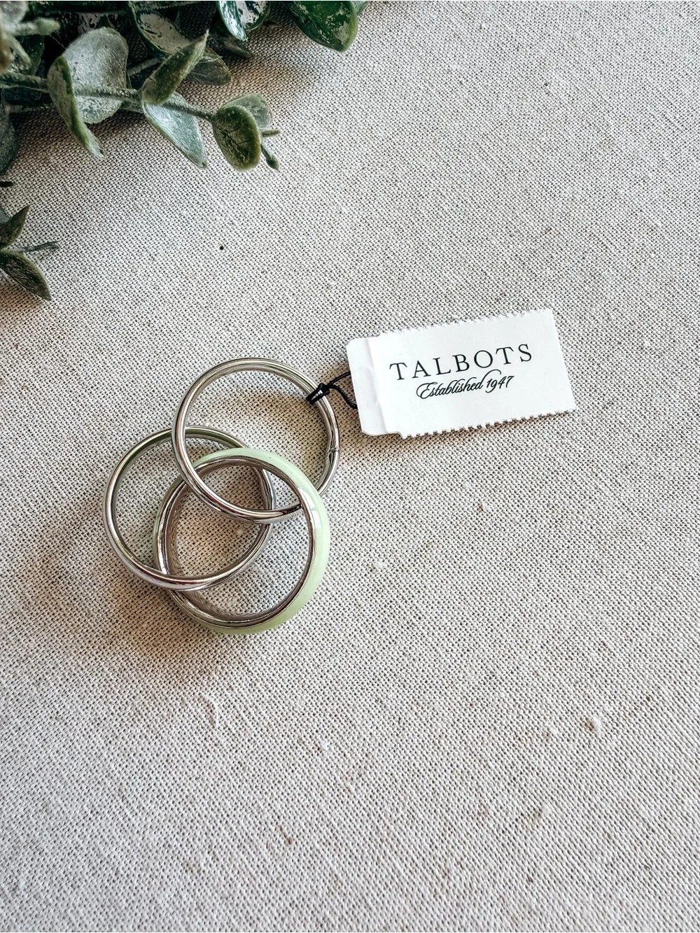 Talbots Limeade Scarf Ring Set Silver Tone 4-Piece Accessory NWT